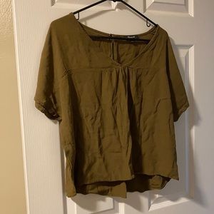 Olive green boxy cropped top